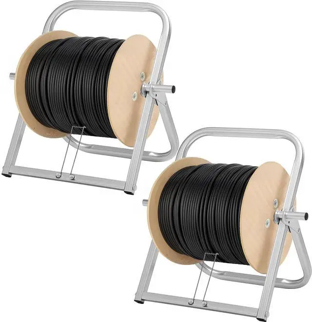 Main image of Industrial Steel Cable Reel Holder, Heavy-Duty Spool Rack Dispenser for Wire & Cable Reels, 13 x 16 Inch Single Axle Caddy for Commercial Use & DIY Use (2 Pack)