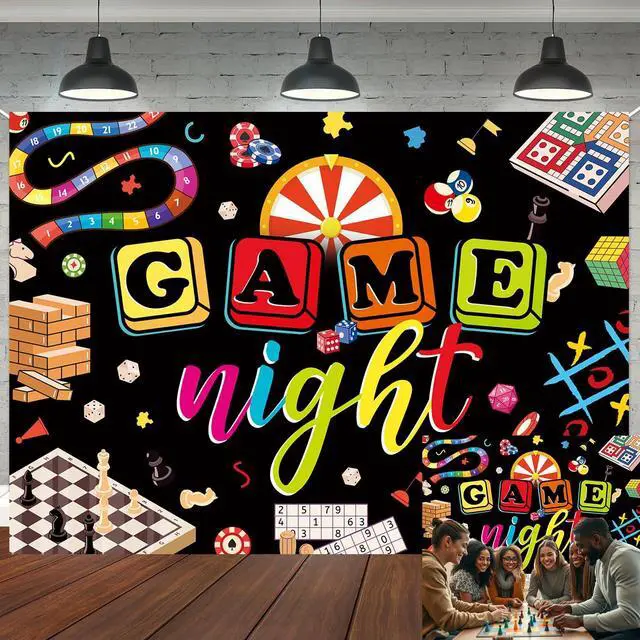 Main image of Game Night Gamble Gaming Board Backdrop 8x6ft | Game Night Adults Photography Background,Chess Card Game On Birthday Party Decoration Photo Booth Props,Vinyl