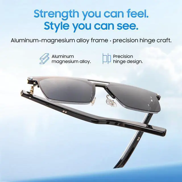 Alt view image 5 of 6 - AI Smart Glasses, Translator, Open-Ear Bluetooth, Aluminum Alloy Frame | Real-time AI interpreter & translator, open-ear speakers, auto on/off wear sensor, touch control, for men & women
