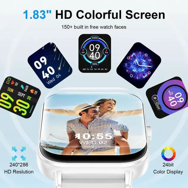 Alt view image 2 of 6 - Smart Watch for Women, 1.83" HD Smartwatch Compatible Android & iOS (Answer/Make Calls), 130+ Sport Modes Fitness Tracker with Heart Rate/Sleep/SpO2 Monitor, IP68 Waterproof(Silver)
