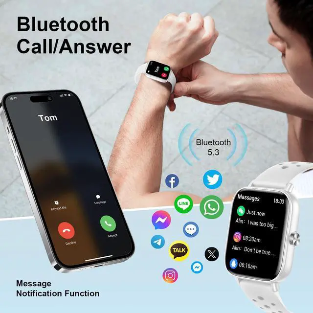 Alt view image 4 of 6 - Smart Watch for Women, 1.83" HD Smartwatch Compatible Android & iOS (Answer/Make Calls), 130+ Sport Modes Fitness Tracker with Heart Rate/Sleep/SpO2 Monitor, IP68 Waterproof(Silver)