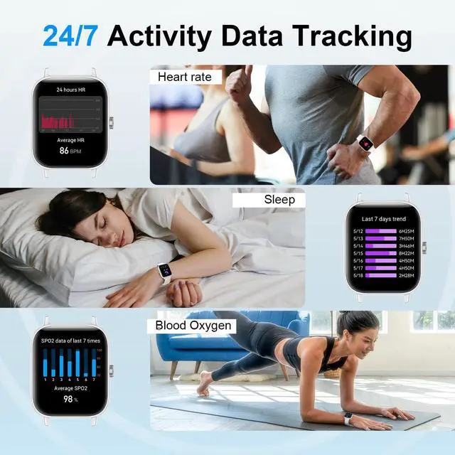 Alt view image 3 of 6 - Smart Watch for Women, 1.83" HD Smartwatch Compatible Android & iOS (Answer/Make Calls), 130+ Sport Modes Fitness Tracker with Heart Rate/Sleep/SpO2 Monitor, IP68 Waterproof(Silver)