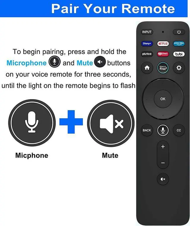 Alt view image 3 of 5 - Voice Remote Control XRT260 Replacement for Vizio V-Series M-Series P-Series 4K HDR Smart TV with Disney+/Netflix/Prime Video/Pluto/iHeart Radio/tubi/Watchfree Shortcut Keys