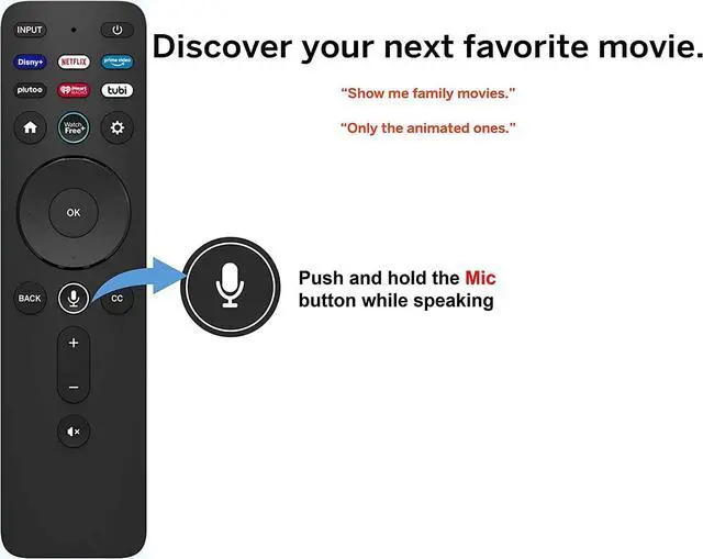 Alt view image 5 of 5 - Voice Remote Control XRT260 Replacement for Vizio V-Series M-Series P-Series 4K HDR Smart TV with Disney+/Netflix/Prime Video/Pluto/iHeart Radio/tubi/Watchfree Shortcut Keys