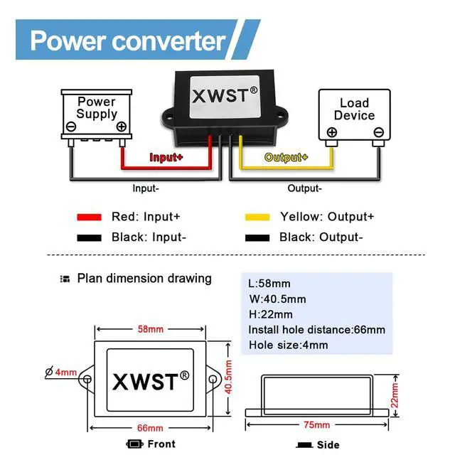 Alt view image 5 of 7 - DC DC Converter Reducer 20-90v 24v 36v 48v 60v 72v to 12v DC Converter Step Down Buck 5A 12v dc Voltage Regulator for Golf Cart Car Device (XW-2090-12-5A)