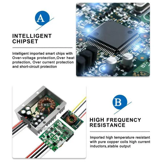 Alt view image 7 of 7 - DC DC Converter Reducer 20-90v 24v 36v 48v 60v 72v to 12v DC Converter Step Down Buck 5A 12v dc Voltage Regulator for Golf Cart Car Device (XW-2090-12-5A)