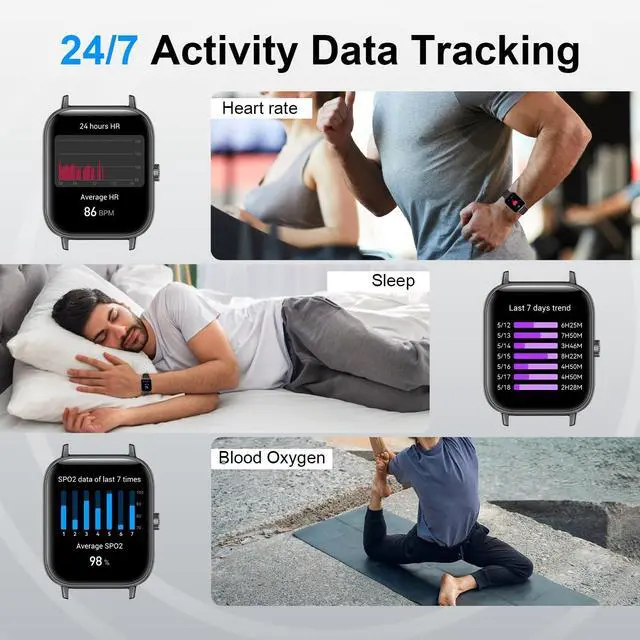 Alt view image 4 of 6 - Smart Watch for Men Women, 1.83'' HD Touchscreen Smartwatch with Bluetooth Call/Make Calls, Fitness Tracker with 150+ Sport Modes Heart Rate Sleep Monitor for iOS Android (Black)
