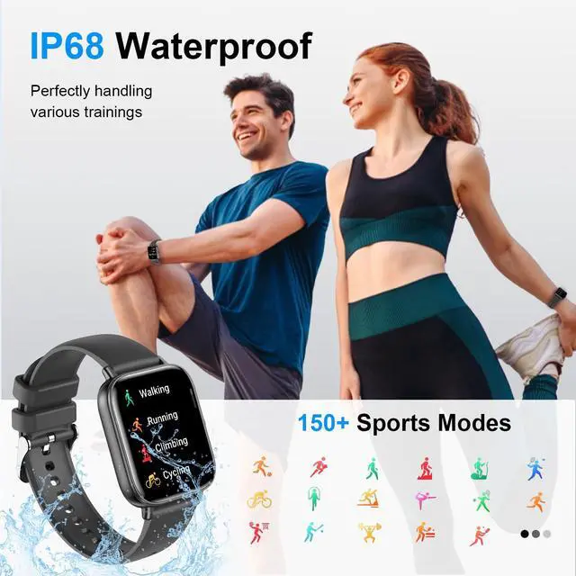 Alt view image 5 of 6 - Smart Watch for Men Women, 1.83'' HD Touchscreen Smartwatch with Bluetooth Call/Make Calls, Fitness Tracker with 150+ Sport Modes Heart Rate Sleep Monitor for iOS Android (Black)
