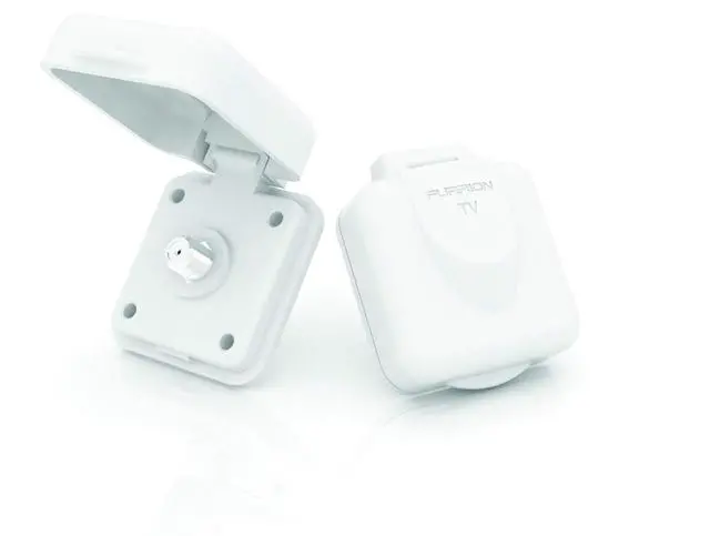 Alt view image 2 of 4 - Mini TV/SAT Inlet Square with F-Type Connector for Coaxial Cable Feed; Marine Grade Weatherproof Sealing (White) - FTVINB-PS