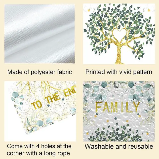 Alt view image 6 of 7 - Family to The End Banner Backdrop - We Are Family Door Cover for Reunion, Housewarming, Adoption, Gathering - Porch Sign Photo Background Party Decorations