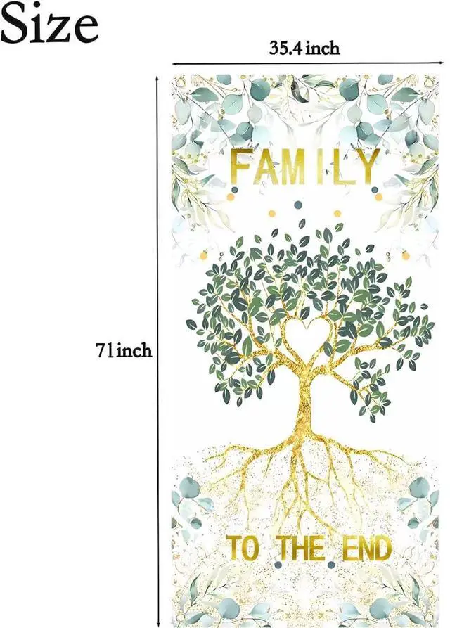 Alt view image 7 of 7 - Family to The End Banner Backdrop - We Are Family Door Cover for Reunion, Housewarming, Adoption, Gathering - Porch Sign Photo Background Party Decorations