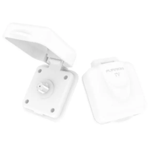 Alt view image 3 of 4 - Mini TV/SAT Inlet Square with F-Type Connector for Coaxial Cable Feed; Marine Grade Weatherproof Sealing (White) - FTVINB-PS