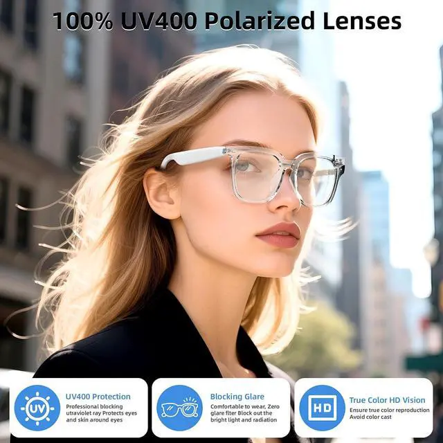 Alt view image 4 of 6 - Smart Glasses, Bluetooth Glasses for Men Women, UV Protection, Real Time Translation with 144+Languages, AI Glasses with Chat GPT Bluetooth 5.4 for Meeting Daily Use Travel Business