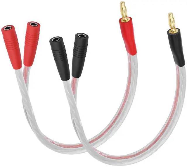 Main image of 4mm Banana Plug Male to Dual Female Splitter 1 to 2 Audio Extension | Cable 14AWG HIFI Speaker Cable with 4mm Banana Plugs Gold-Plated Connector Speaker Wire for Stage & Studio Recording - 1Pair