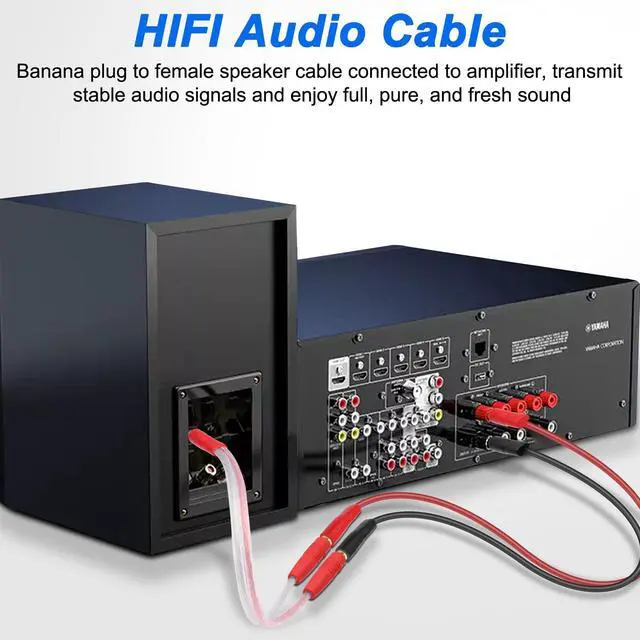 Alt view image 5 of 7 - 4mm Banana Plug Male to Dual Female Splitter 1 to 2 Audio Extension | Cable 14AWG HIFI Speaker Cable with 4mm Banana Plugs Gold-Plated Connector Speaker Wire for Stage & Studio Recording - 1Pair