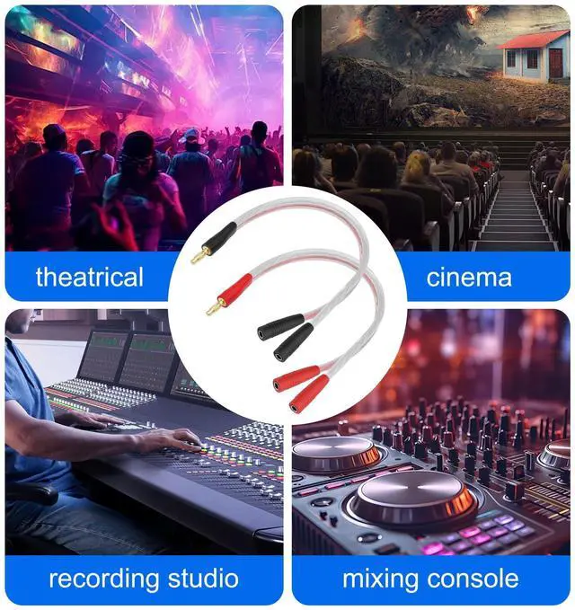Alt view image 7 of 7 - 4mm Banana Plug Male to Dual Female Splitter 1 to 2 Audio Extension | Cable 14AWG HIFI Speaker Cable with 4mm Banana Plugs Gold-Plated Connector Speaker Wire for Stage & Studio Recording - 1Pair