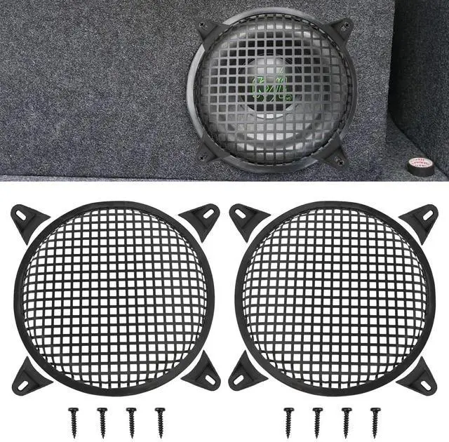 Main image of 10" Speaker Grill Cover: Car Audio Speaker Grill Cover, Subwoofer Metal Mesh-Waffle Grill Cover Protector with Rubber Frame(Pack of 2)
