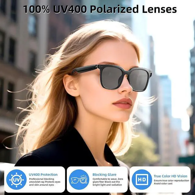 Alt view image 4 of 6 - Smart Glasses, Bluetooth Glasses for Men Women, UV Protection, Real Time Translation with 144+Languages, AI Glasses with Chat GPT Bluetooth 5.4 for Meeting Daily Use Travel Business