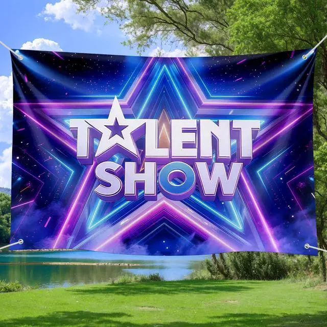 Alt view image 2 of 6 - Talent Show Backdrop Glow Spotlight Glitter Stars Stage Background for Kids Performance, Magic Shows, Birthday Party Decor, Photo Booth Props and Stage Decorations 72x43 Inch