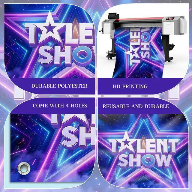 Alt view image 5 of 6 - Talent Show Backdrop Glow Spotlight Glitter Stars Stage Background for Kids Performance, Magic Shows, Birthday Party Decor, Photo Booth Props and Stage Decorations 72x43 Inch