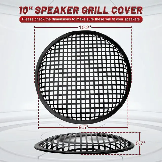 Alt view image 3 of 7 - 10" Speaker Grill Cover: Car Audio Speaker Grill Cover, Subwoofer Metal Mesh-Waffle Grill Cover Protector with Rubber Frame(Pack of 2)