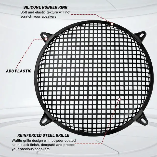 Alt view image 4 of 7 - 10" Speaker Grill Cover: Car Audio Speaker Grill Cover, Subwoofer Metal Mesh-Waffle Grill Cover Protector with Rubber Frame(Pack of 2)
