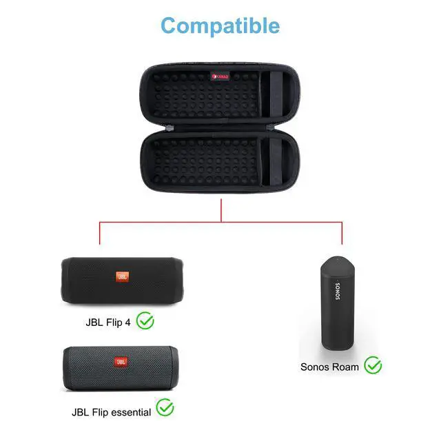 Alt view image 3 of 6 - Case for JBL Flip 4/3 or Flip Essential 2/1 or JBL Grip or Sonos Roam 2/1 Waterproof Portable Speaker, Black