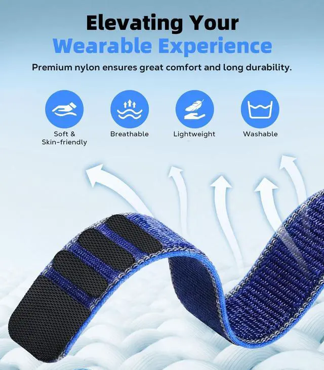 Alt view image 4 of 7 - Nylon Sport Band Compatible with Amazfit Helio Strap, Adjustable Bicep Band for Helio Fitness Tracker Breathable Replacement Armband for Traning Running