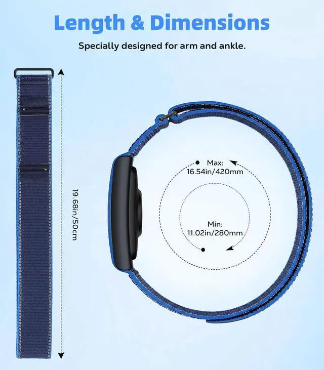 Alt view image 5 of 7 - Nylon Sport Band Compatible with Amazfit Helio Strap, Adjustable Bicep Band for Helio Fitness Tracker Breathable Replacement Armband for Traning Running