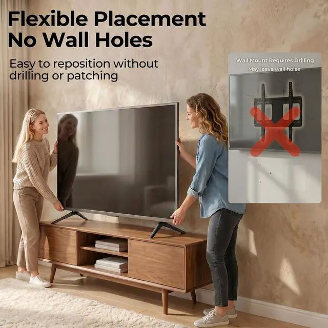 Alt view image 6 of 7 - Metal TV Legs Only for Onn 100068378 & 100012587 Replacement TV Stand Legs for Onn Roku TV Listed wr Anti-Slip Pads, Easy Installation, Heavy Duty Base wr Screws & Instructions