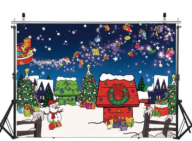 Alt view image 2 of 7 - Christmas Red House Backdrop 10x8FT Comic Winter Xmas Tree Snow Night Kennel Photography Background for Family Kid Christmas Holiday Birthday Party Decoration Supplies Photo Props