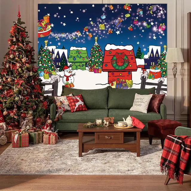 Alt view image 3 of 7 - Christmas Red House Backdrop 10x8FT Comic Winter Xmas Tree Snow Night Kennel Photography Background for Family Kid Christmas Holiday Birthday Party Decoration Supplies Photo Props