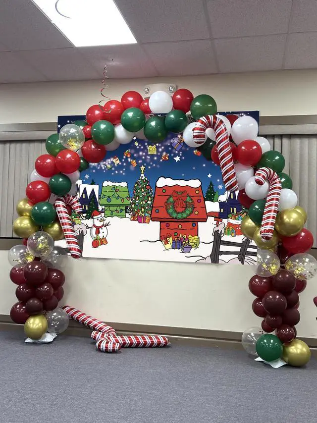 Alt view image 5 of 7 - Christmas Red House Backdrop 10x8FT Comic Winter Xmas Tree Snow Night Kennel Photography Background for Family Kid Christmas Holiday Birthday Party Decoration Supplies Photo Props