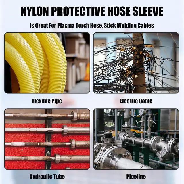 Alt view image 5 of 6 - 33 FT Nylon Hydraulic Hose Protector 1.5 in Sleeve Black Protective Cover Sheath Wrap Cable Sleeve Torch Cutting Wire Cover Management Wrap for Cord Tig