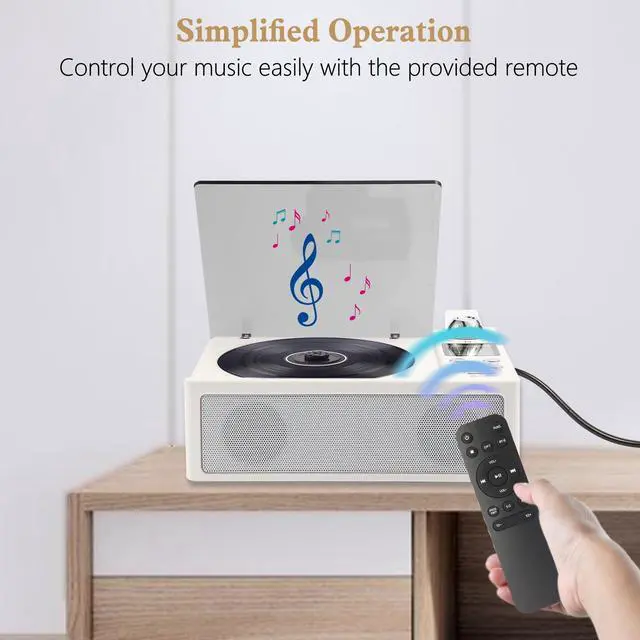 Alt view image 3 of 6 - CD Player Portable, Desktop CD Players for Home with Cable and Adapter, Dual Speakers, Support Opt/USB/TF Card/AUX/FM with Remote Control, LCD Display, 3.5mm Headphone Jack, White