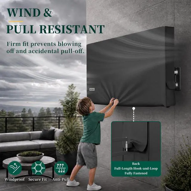 Alt view image 6 of 7 - MR.COVER Outdoor TV Cover 55 to 58 Inch Weatherproof, Cover Size 55x35 Inch | 900D Heavy Duty TV Cover for Outside Waterproof, UV Resistant Fit Flat Screen TV with Mounts and Stands, Remote Pocket