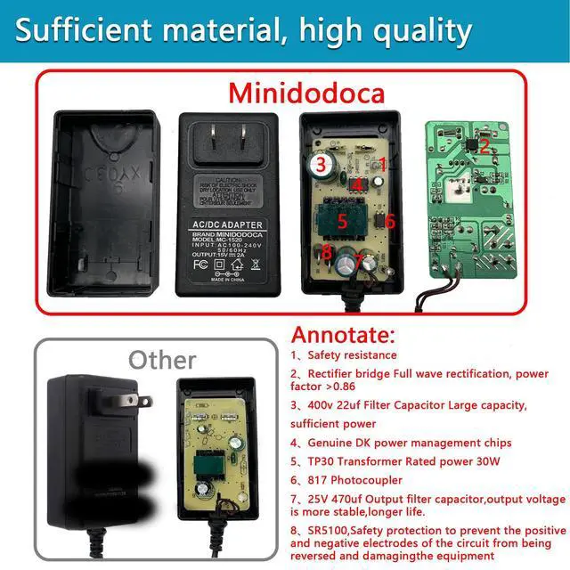 Alt view image 2 of 6 - 15V 2A Power Supply Charger with 12 Adapter Plugs (Input AC 100V-240V, Output DC 15 Volt 2 Amp 30 Watt) Adapter Switching Transformer Converter DC 5.5mm x 2.1mm / 5.5mm x 2.5mm Universal