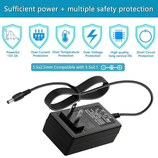 Alt view image 3 of 6 - 15V 2A Power Supply Charger with 12 Adapter Plugs (Input AC 100V-240V, Output DC 15 Volt 2 Amp 30 Watt) Adapter Switching Transformer Converter DC 5.5mm x 2.1mm / 5.5mm x 2.5mm Universal