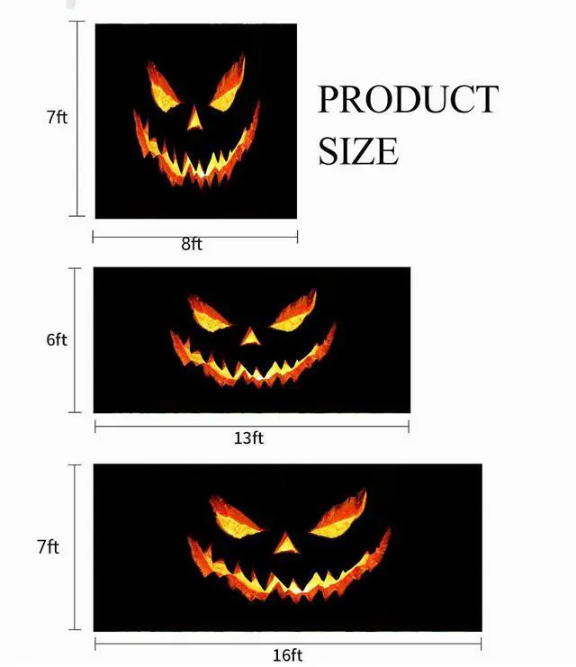 Alt view image 4 of 4 - Halloween Garage Door Cover Banner Decorations, Scary Halloween Holiday Pumpkin Outdoor Car Garage Door Murals Buddy Decorations Backdrops Party Wall Decor Single 8 X 7 Ft