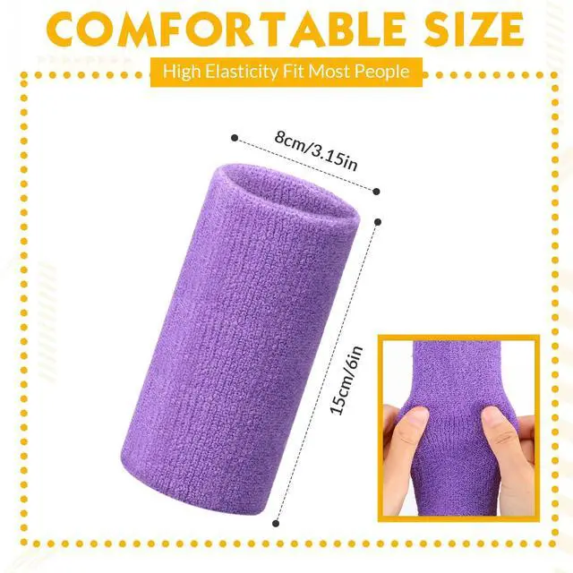 Alt view image 2 of 6 - 4 Inch Wrist Sweat Bands for Men Women Absorbent Tennis Wristbands Cotton Terry Cloth Sports Wrist Sweatbands for Tennis Basketball Football Running Gym Workout