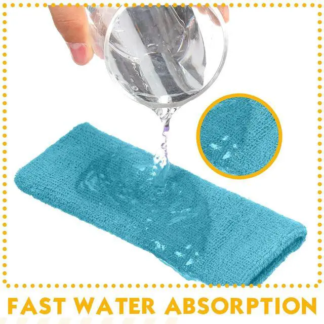 Alt view image 4 of 6 - 4 Inch Wrist Sweat Bands for Men Women Absorbent Tennis Wristbands Cotton Terry Cloth Sports Wrist Sweatbands for Tennis Basketball Football Running Gym Workout