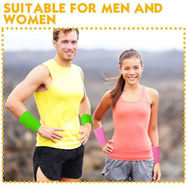 Alt view image 6 of 6 - 4 Inch Wrist Sweat Bands for Men Women Absorbent Tennis Wristbands Cotton Terry Cloth Sports Wrist Sweatbands for Tennis Basketball Football Running Gym Workout
