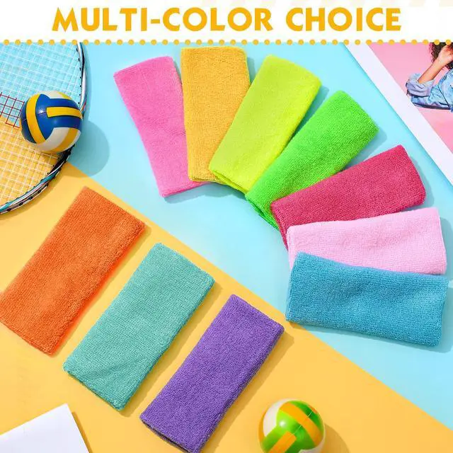 Alt view image 5 of 6 - 4 Inch Wrist Sweat Bands for Men Women Absorbent Tennis Wristbands Cotton Terry Cloth Sports Wrist Sweatbands for Tennis Basketball Football Running Gym Workout
