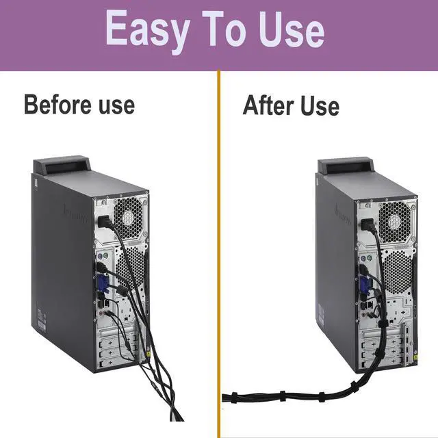 Alt view image 4 of 6 - Cable Ties Reusable Straps Cable Wire Management Roll Black Fastening Double Sided Hook and Loop Tape (1/2inch)