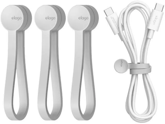 Main image of 3 Pack Magnetic Cable Ties | Premium Silicone Cord Organizer, Reusable Strong Magnet Cable Organizer, Elegant Desk Management Solution (Light Grey)