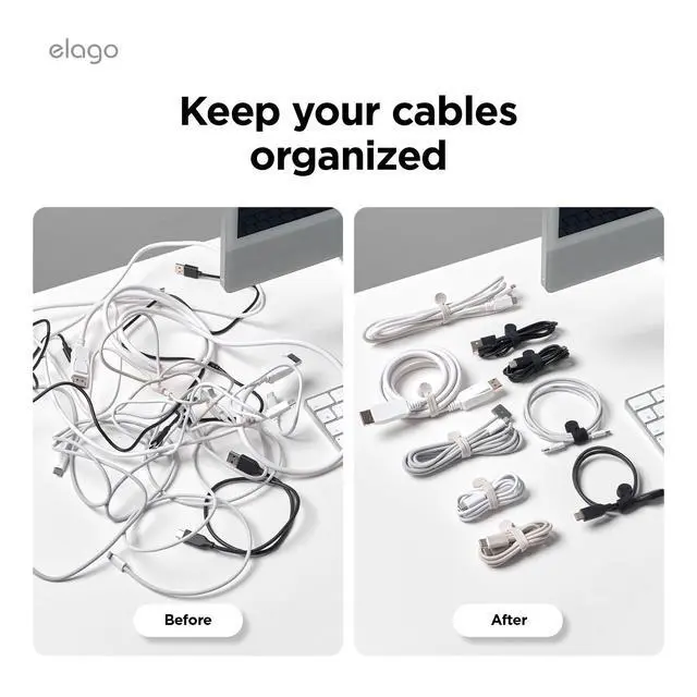 Alt view image 2 of 6 - 3 Pack Magnetic Cable Ties | Premium Silicone Cord Organizer, Reusable Strong Magnet Cable Organizer, Elegant Desk Management Solution (Black)