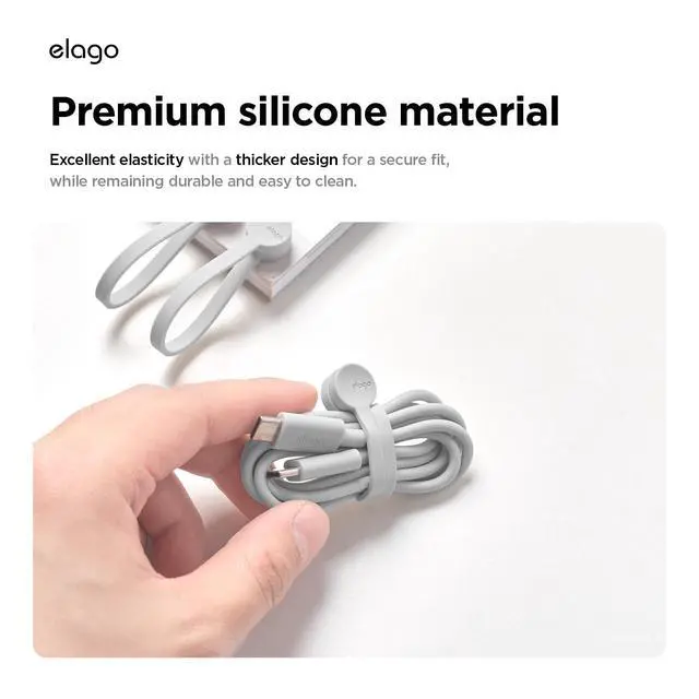 Alt view image 5 of 6 - 3 Pack Magnetic Cable Ties | Premium Silicone Cord Organizer, Reusable Strong Magnet Cable Organizer, Elegant Desk Management Solution (Light Grey)
