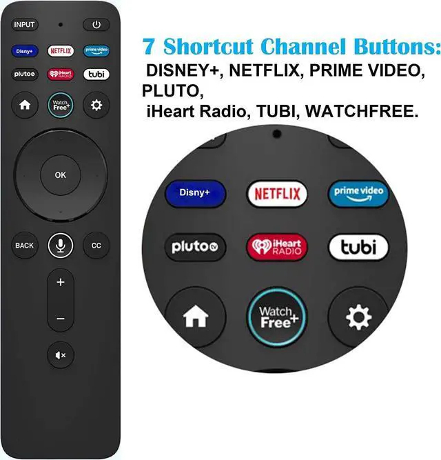 Alt view image 2 of 5 - Voice Remote Control XRT260 Replacement for Vizio V-Series M-Series P-Series 4K HDR Smart TV with Disney+/Netflix/Prime Video/Pluto/iHeart Radio/tubi/Watchfree Shortcut Keys