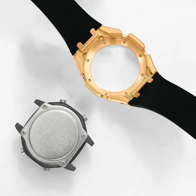Alt view image 4 of 6 - Ga2100 Band Case Strap Mod Kit,Pink Gold Stainless Steel Metal Case Bezel 9 match Color Silicone Band Strap Parts Compatible With Casio G shock Ga-2100 Ga-2110 GAB-2100
