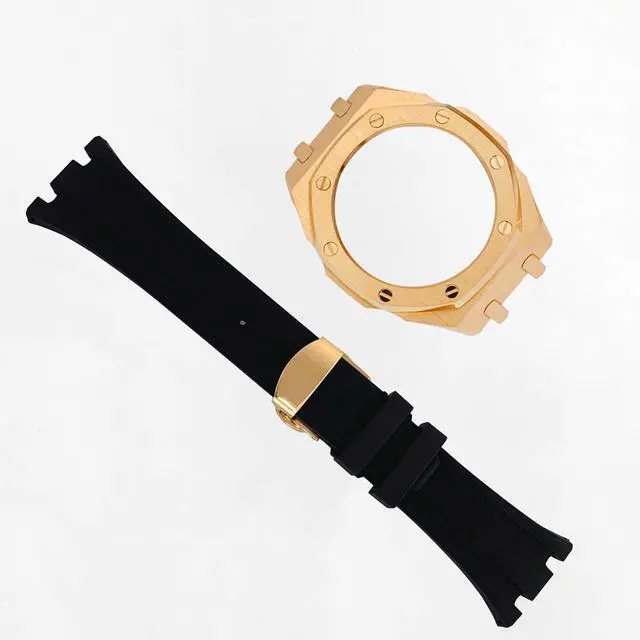 Alt view image 3 of 6 - Ga2100 Band Case Strap Mod Kit,Pink Gold Stainless Steel Metal Case Bezel 9 match Color Silicone Band Strap Parts Compatible With Casio G shock Ga-2100 Ga-2110 GAB-2100
